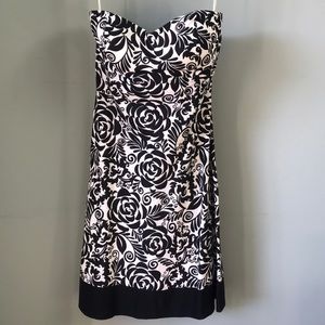 White House Black Market floral strapless dress